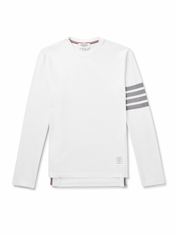 Photo: Thom Browne - Striped Cotton-Jersey T-Shirt - White