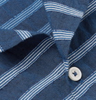 Universal Works - Camp-Collar Striped Cotton-Blend Shirt - Blue