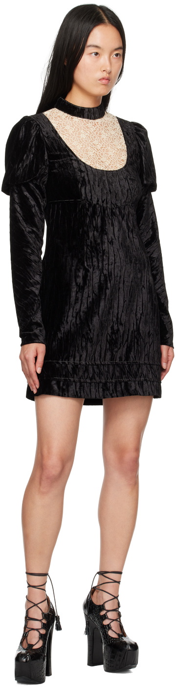 Anna Sui Black Cream Lace Minidress