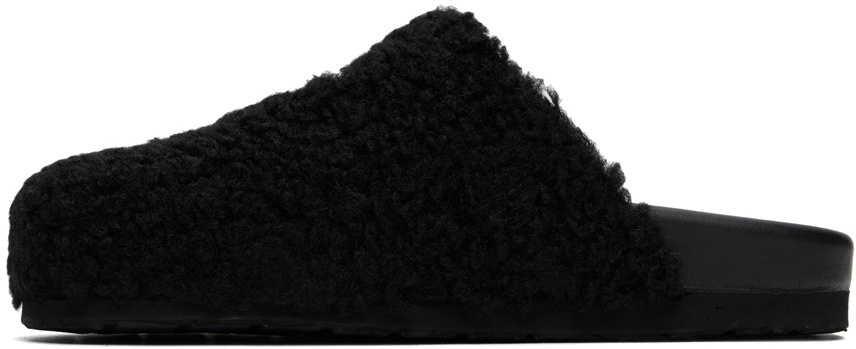 Moschino Black Shearling Slippers