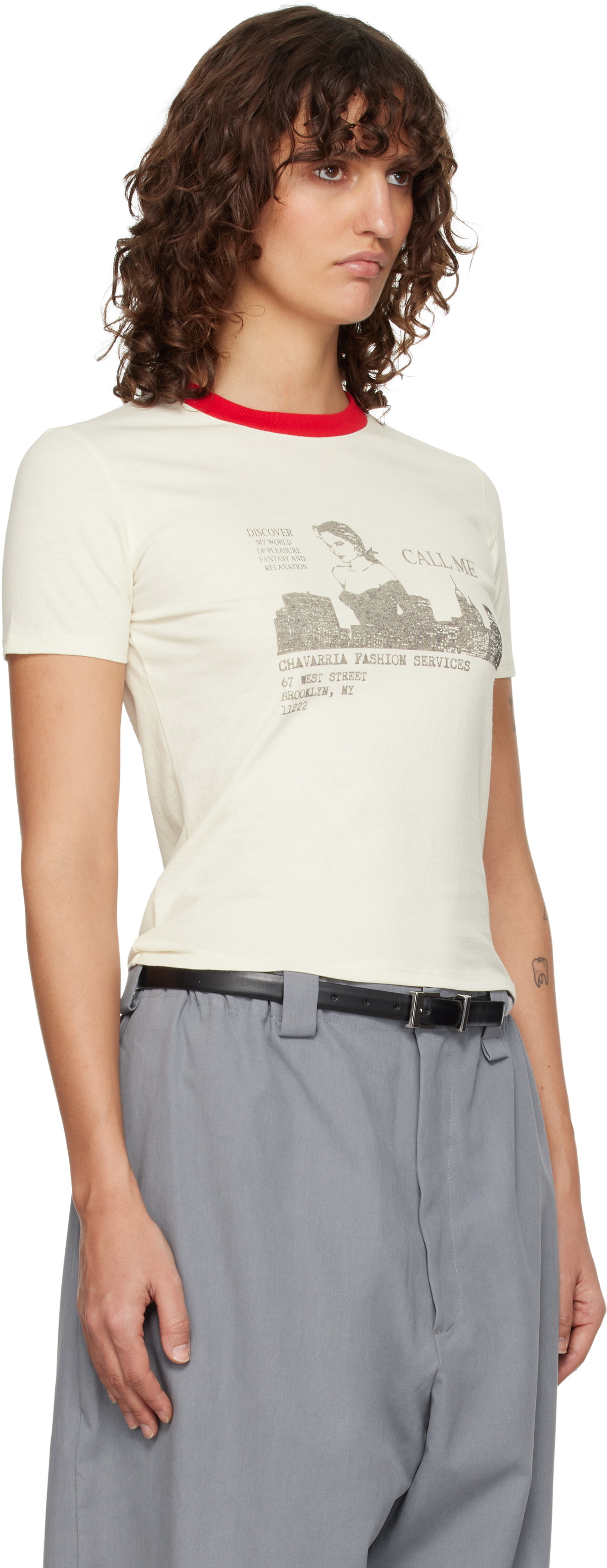WILLY CHAVARRIA Off-White 'Call Girl' Ringer T-shirt