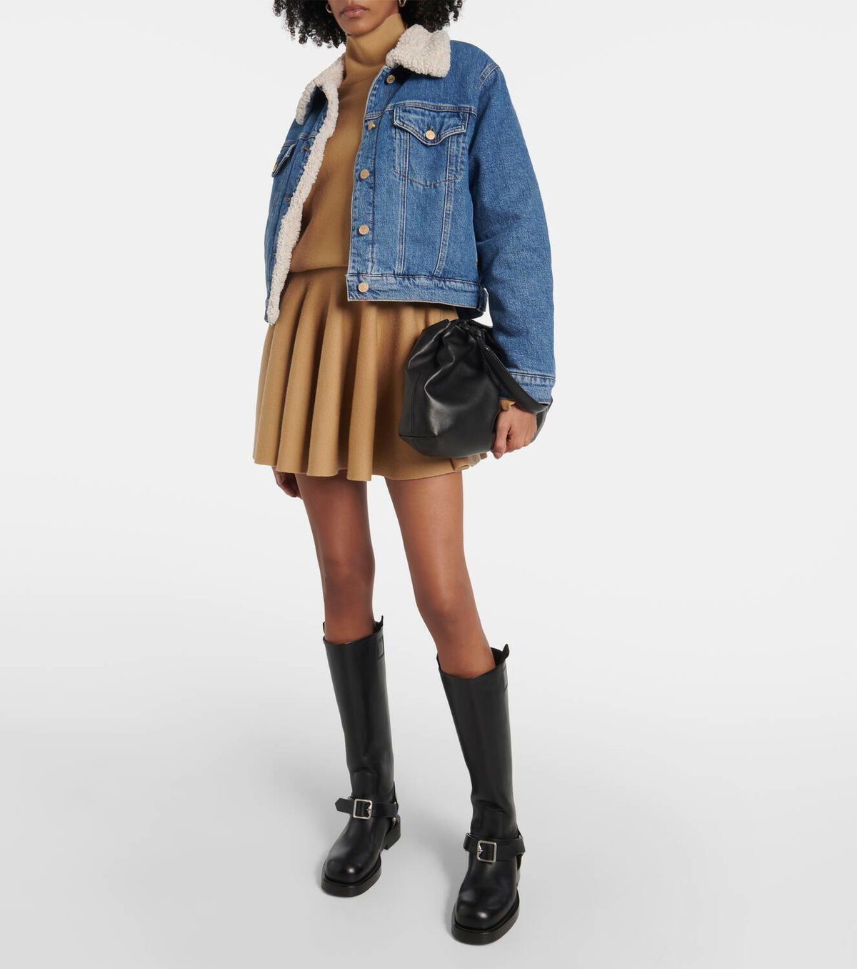 7 For All Mankind Teddy-trimmed denim jacket
