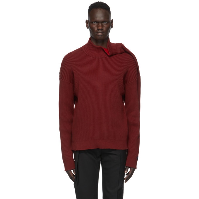 Photo: Y/Project Red Clipped Shoulder Turtleneck