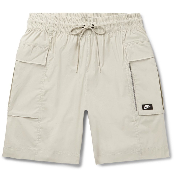 Photo: Nike - Sportswear Stretch Cotton-Blend Drawstring Cargo Shorts - Ecru