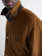 Drake's - Leather-Trimmed Suede Jacket - Brown