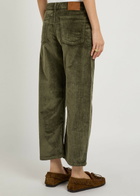 Free People Deep Trance Straight-leg Corduroy Cropped Trousers Dark Green