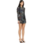 Diesel Blue & Brown Printed Crystal Details Minidress