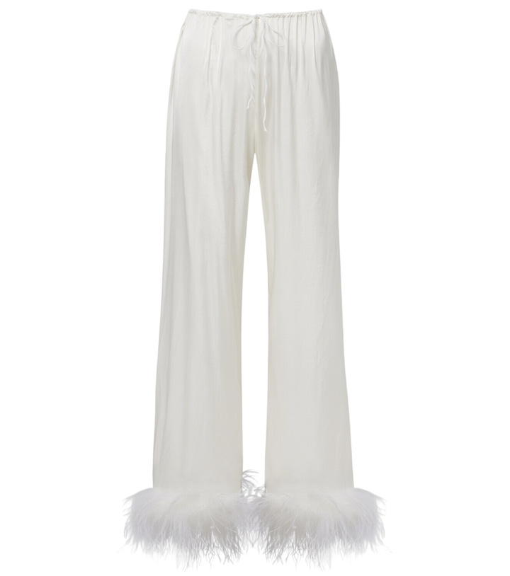 Photo: Oséree Bridal feather-trimmed satin wide-leg pants