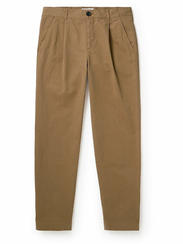 Photo: Mr P. - Tapered Pleated Garment-Dyed Cotton-Blend Twill Trousers - Neutrals
