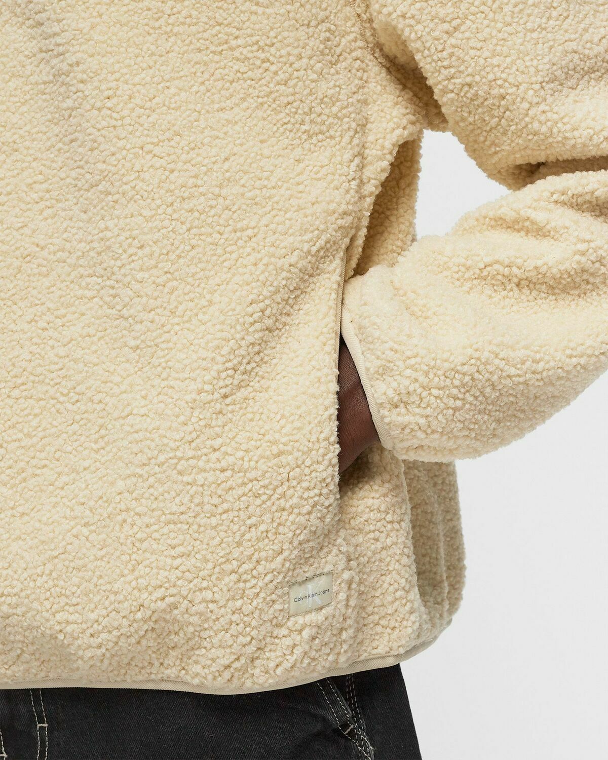 Calvin Klein Jeans Half Zip Sherpa Beige Fleece Jackets/Half Zips