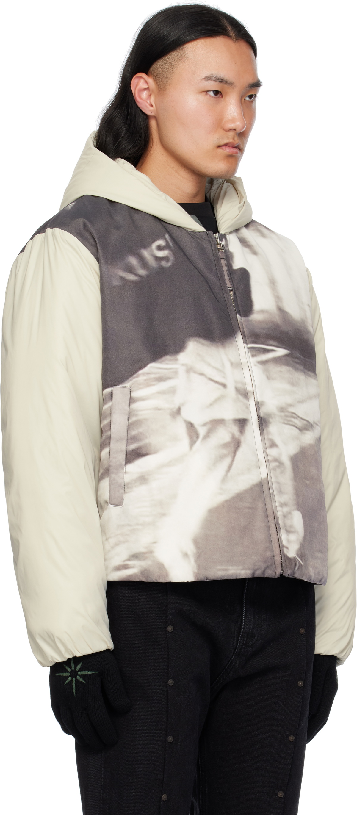 KUSIKOHC Off-White & Gray Padded Printed Jacket