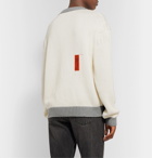 Heron Preston - Logo-Appliquéd Contrast-Tipped Cotton Sweater - White