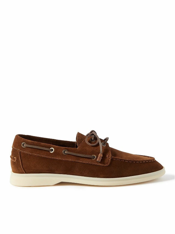 Photo: Loro Piana - Sea-Sail Walk Leather-Trimmed Suede Boat Shoes - Brown
