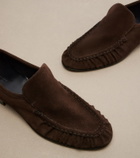 The Row Soft ruched suede loafers