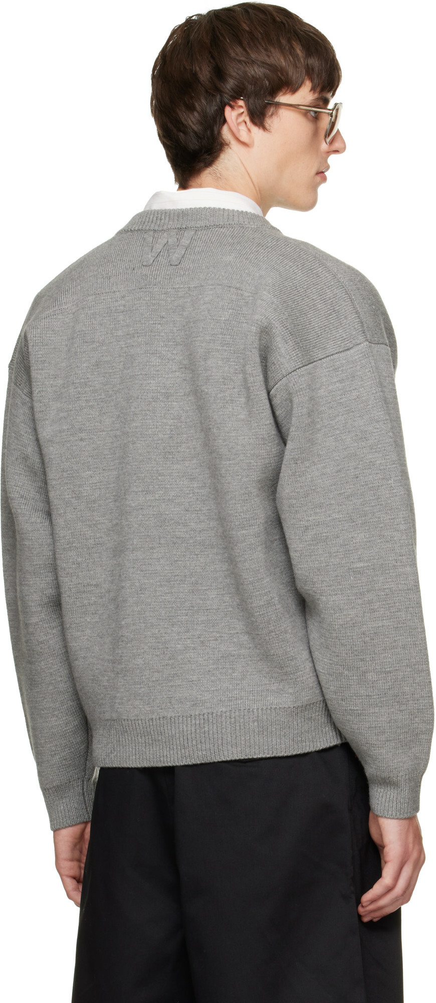 WILLY CHAVARRIA Gray 'Chavarria' V-Neck Sweater