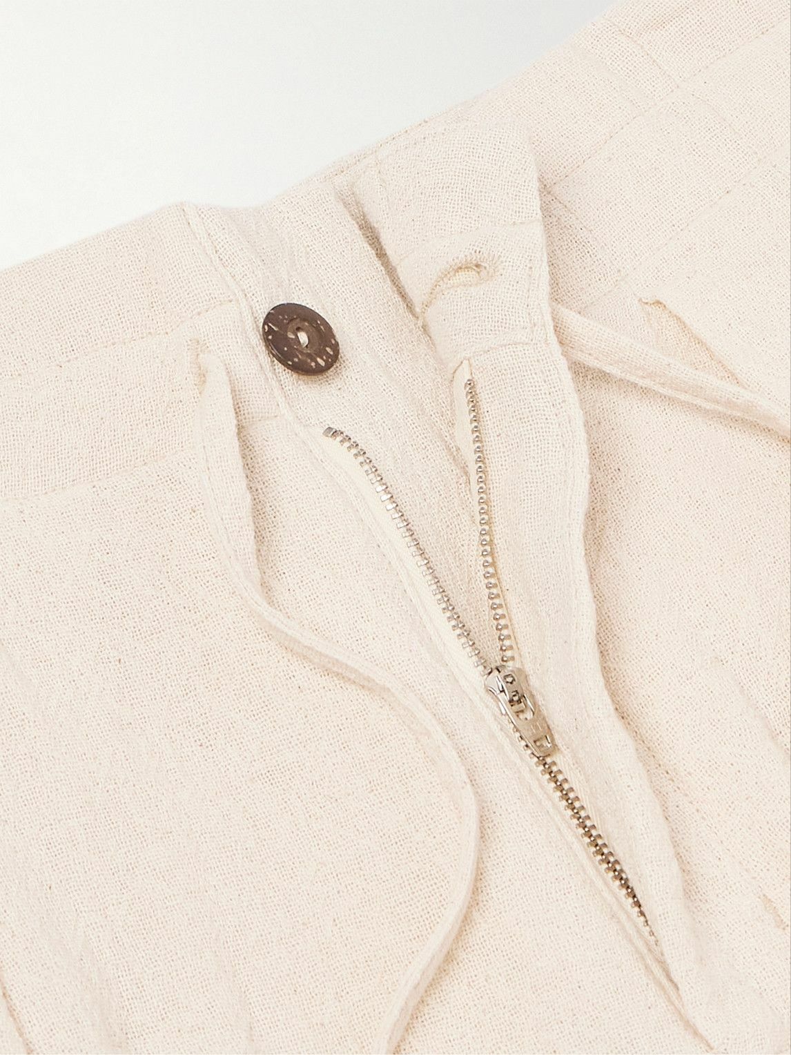 Monitaly - Straight-Leg Pleated Cotton Shorts - Neutrals
