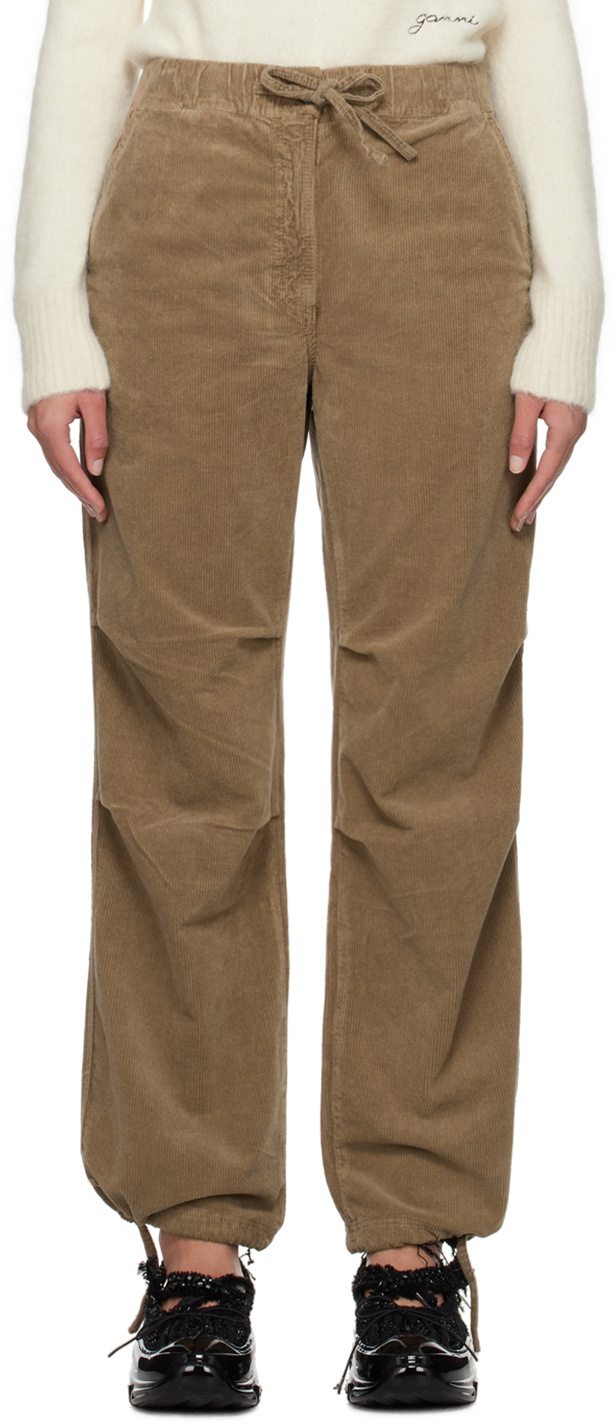 GANNI Tan Drawstring Trousers GANNI
