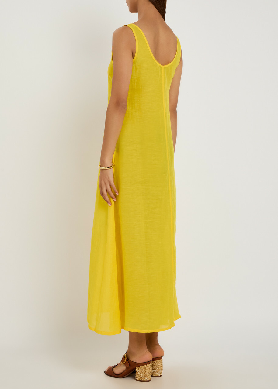 Giuliva Heritage Priscilla Sheer Woven Midi Dress Yellow