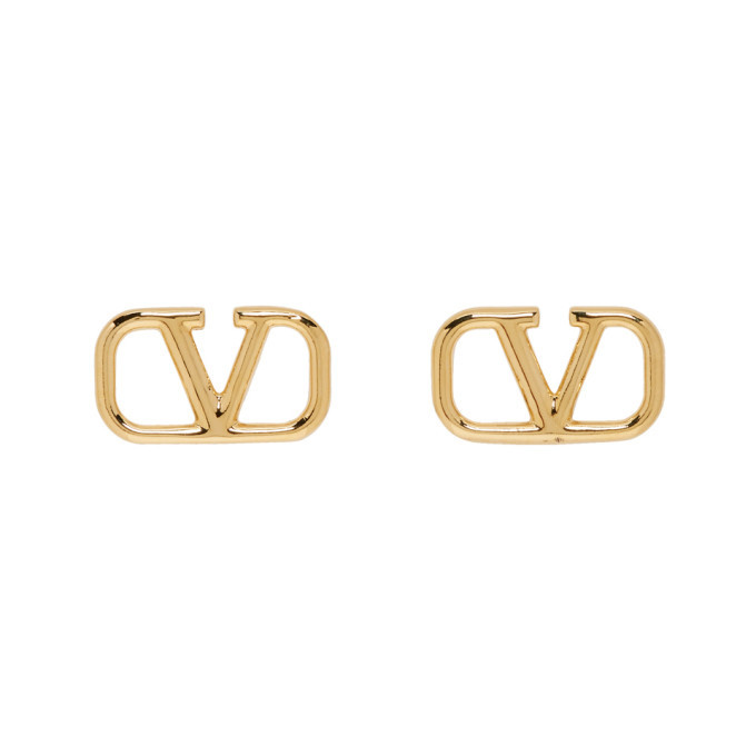 V Logo Stud Earrings in Gold - Valentino