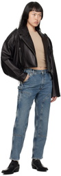 AGOLDE Black Shoreditch Ski Club Edition Remi Leather Jacket
