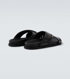 Brioni Criss-Cross leather slides