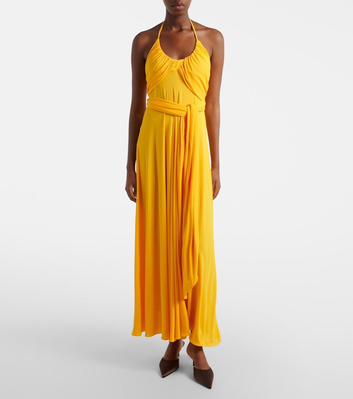 Alaïa Draped halterneck jersey maxi dress
