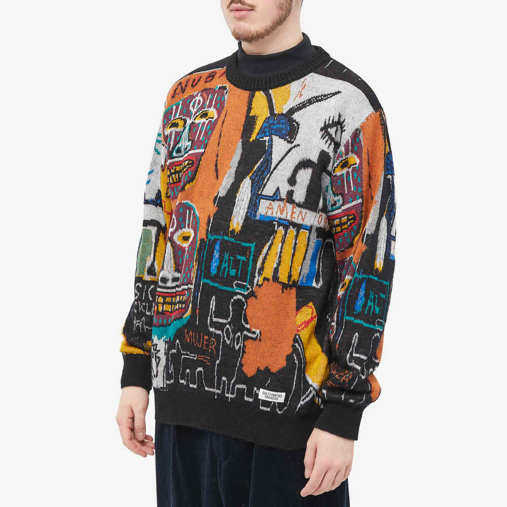 Wacko Maria Men's Jean-Michel Basquiat Crew Knit in Neutrals Wacko