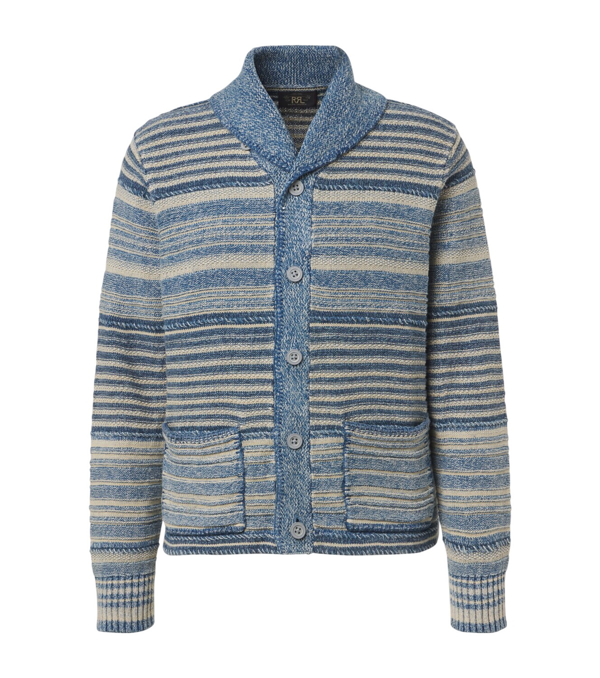 RRL Gray Long Sleeve Cotton Half-Zip Sweater RRL