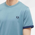 Fred Perry Authentic Men's Ringer T-Shirt in Ash Blue