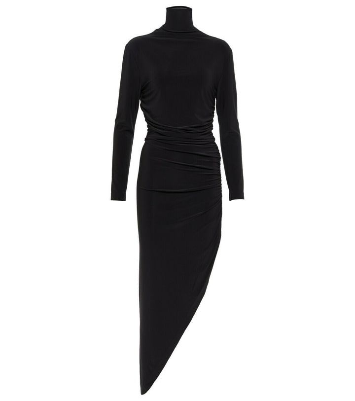 Photo: Norma Kamali Turtleneck draped jersey maxi dress