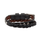 Alexander McQueen Black and Silver Double Wrap Skull Bracelet