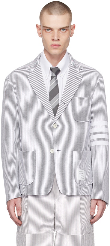 Photo: Thom Browne Gray 4-Bar Blazer