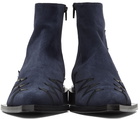 Toga Virilis Navy Suede Embellished Boots