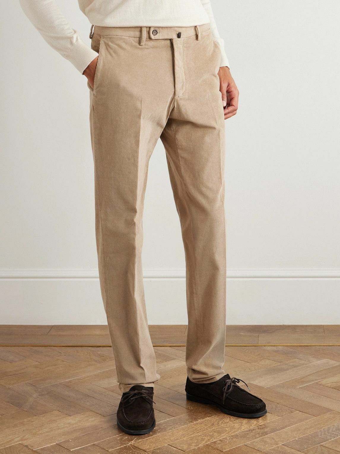 Incotex - Straight-Leg Cotton-Blend Corduroy Trousers - Neutrals