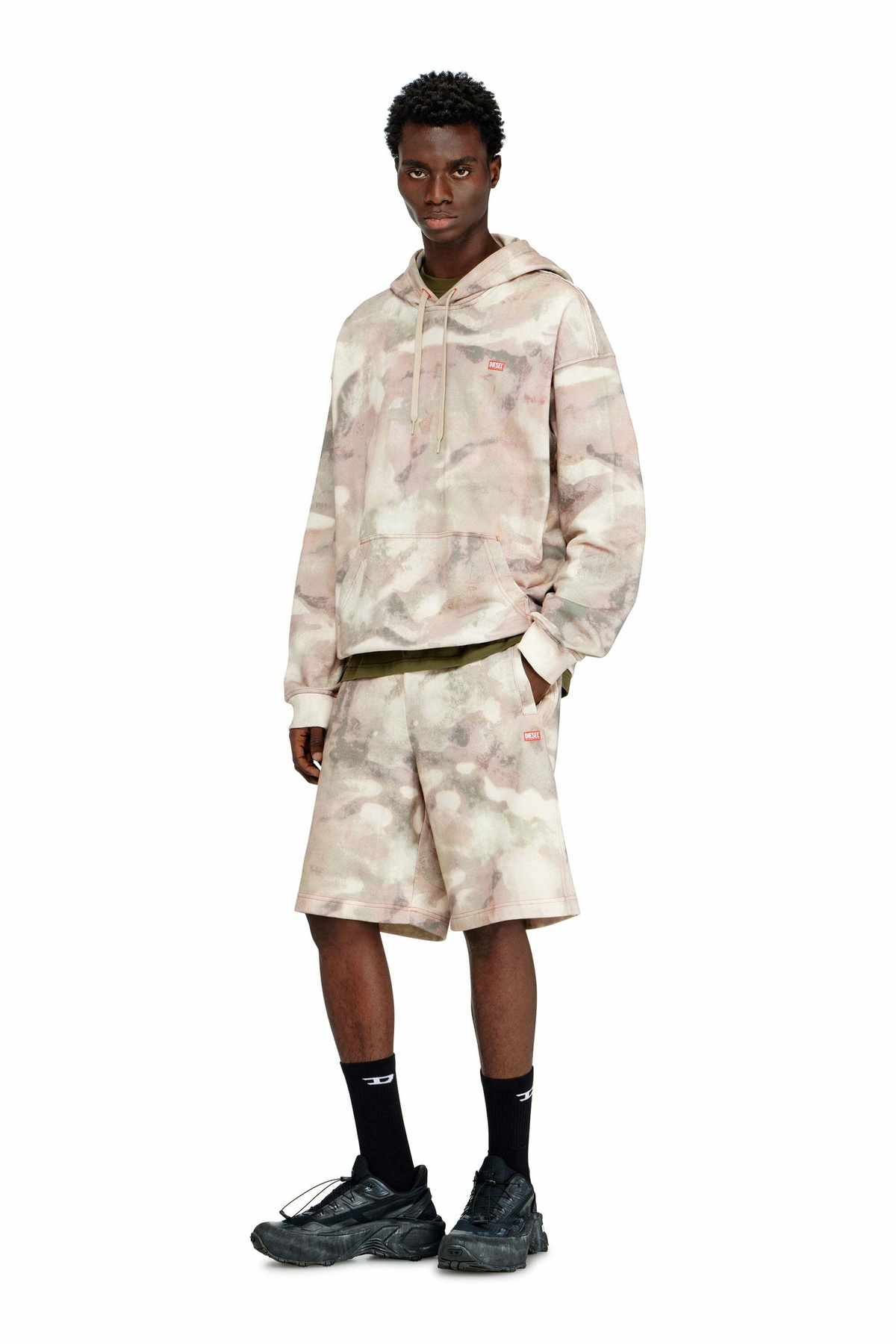 Diesel Hoodie in camouflage-print organic cotton - Sweaters Mens in Multicolor