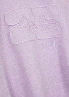 Ganni Isoli Hooded Cropped Cotton Sweatshirt Lilac