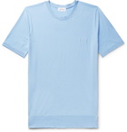 Brioni - Slim-Fit Logo-Embroidered Knitted Cotton T-Shirt - Men - Light blue