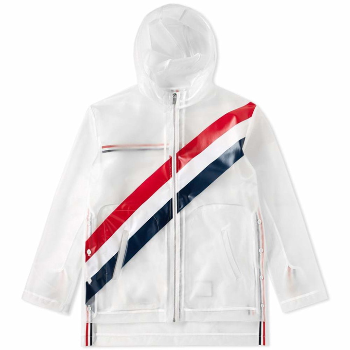 Photo: Thom Browne Diagonal Stripe Transluscent Windrunner White