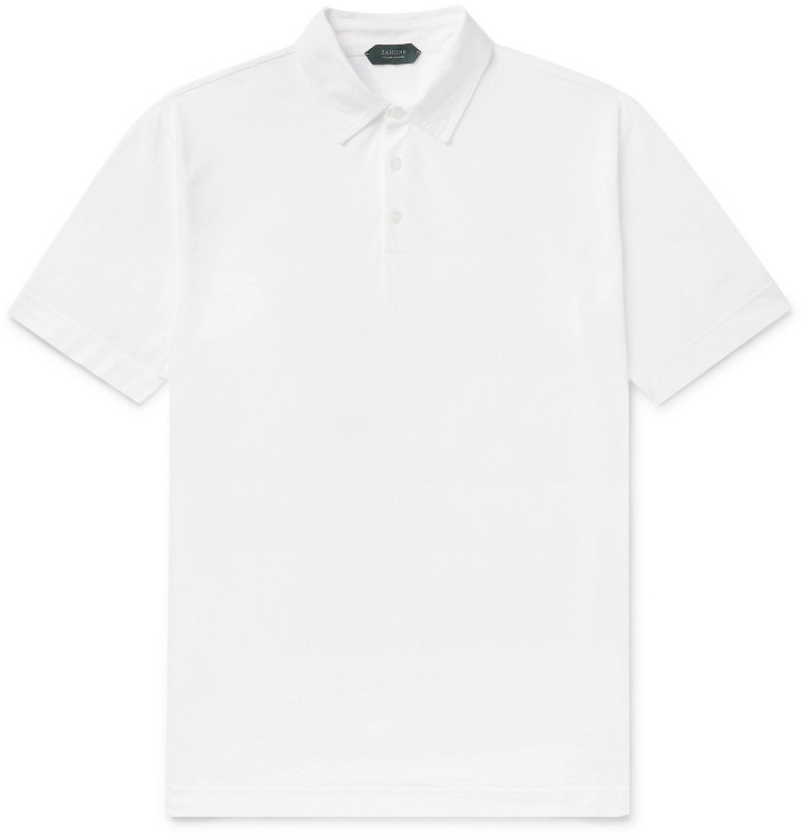 Photo: INCOTEX - Slim-Fit Ice Cotton-Jersey Polo Shirt - White