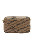 Balenciaga Men's Signature Logo Camera Bag in Beige/Black