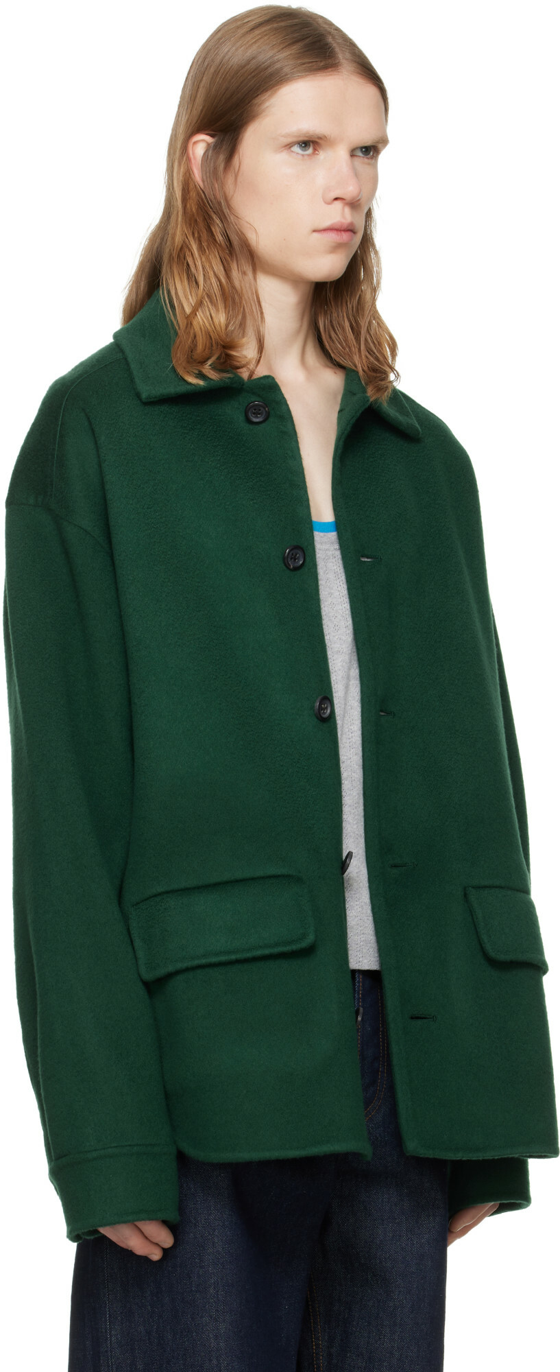 Marni Green Wool-Cashmere Jacket