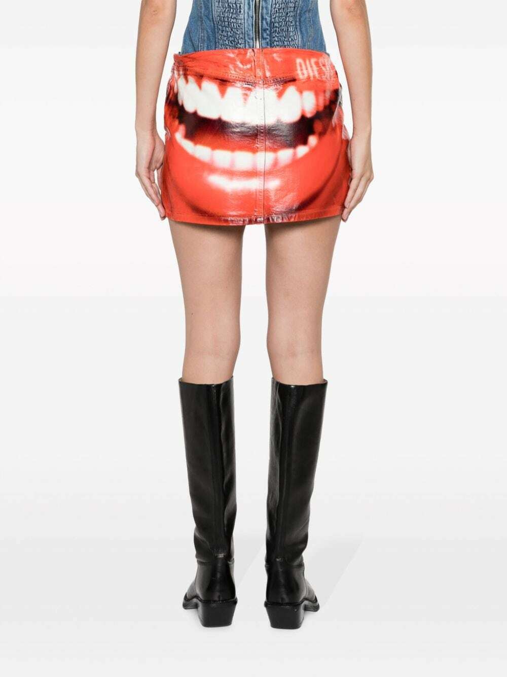 DIESEL - Printed Denim Mini Skirt Diesel