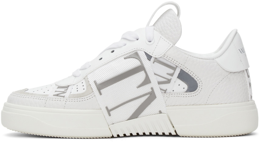 Valentino Garavani White & Silver 'VL7N' Low-Top Sneakers