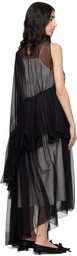 ALAINPAUL Black & White Extended Ruffle Maxi Dress
