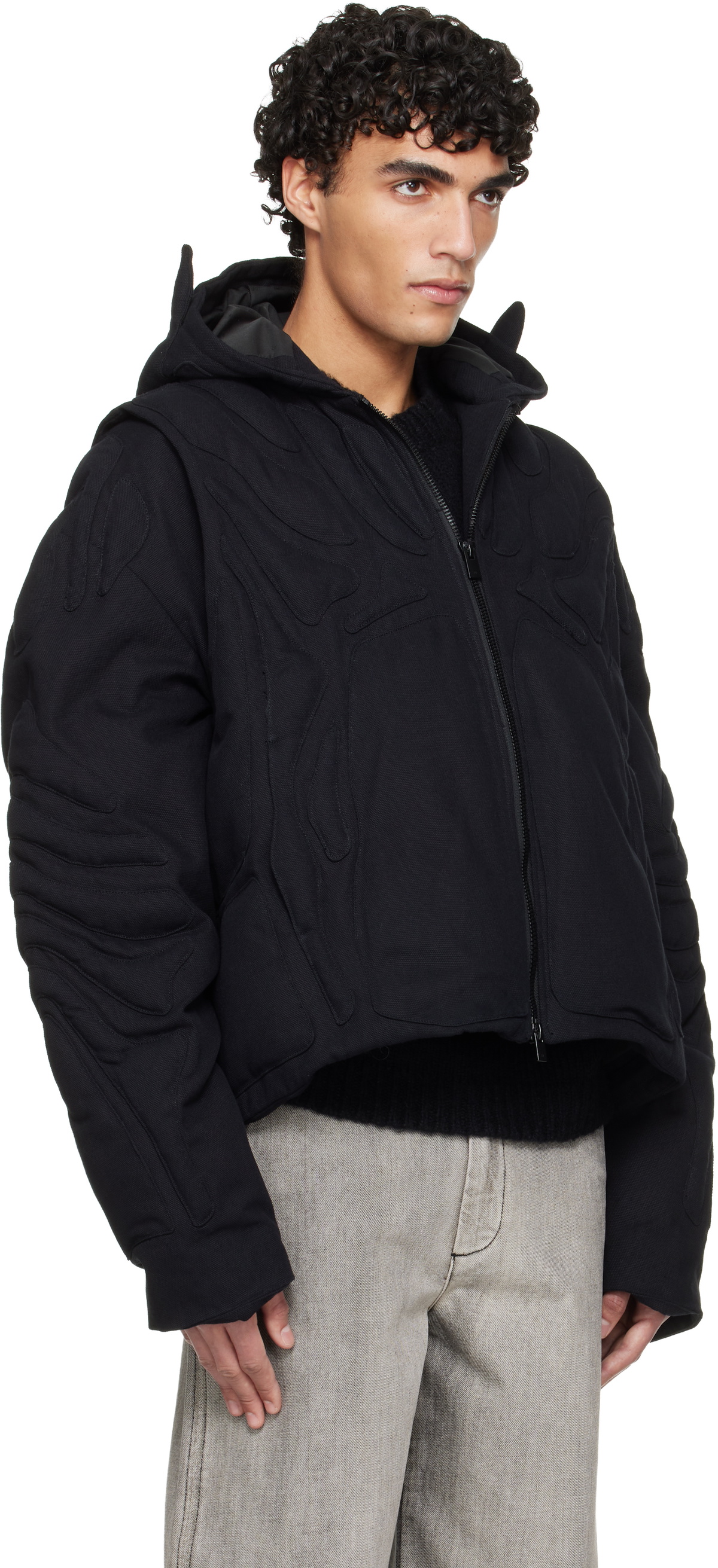 HELIOT EMIL Black Vertebrae Jacket