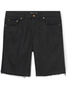 SAINT LAURENT - Straight-Leg Distressed Organic Denim Shorts - Black