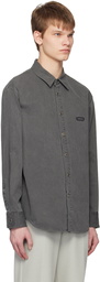 Solid Homme Gray Embroidered Denim Shirt