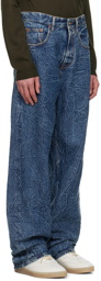 MM6 Maison Margiela Blue Crinkled Jeans