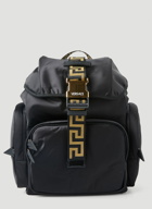 Greca Strap Backpack in Black