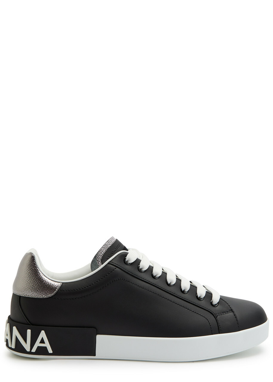 Dolce & Gabbana Portofino Panelled Leather Sneakers Black